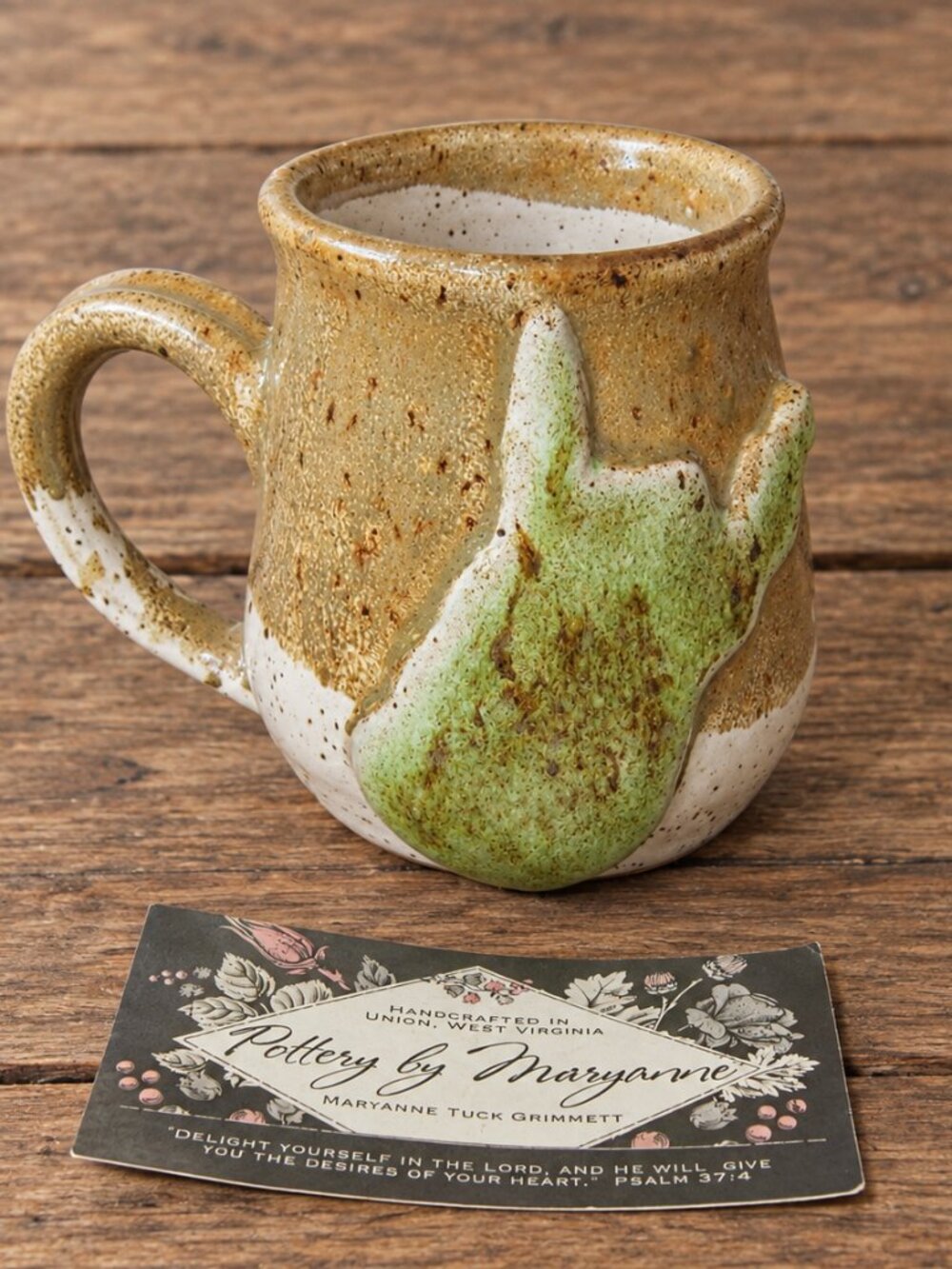 Maryanne Tuck Grimmett New West Virginia Pottery Mug 3D Handmade Artisan Earthy